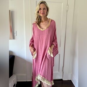 Pink Tassel-Trimmed Kaftan